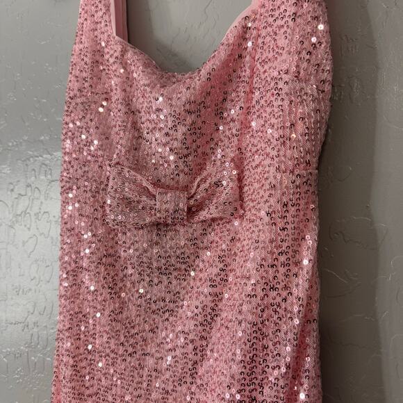 Popular Invite Pink Sequin Mesh Feather Mini Dress, XS 2209336 - Picture 3 of 8